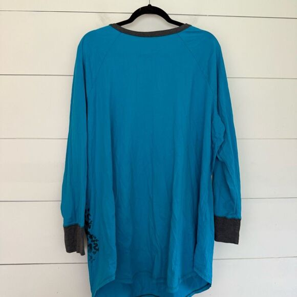 Cacique Women’s 22/24 Blue Leopard Sleep Gown Night Gown Pajama Plus Size - Picture 3 of 4